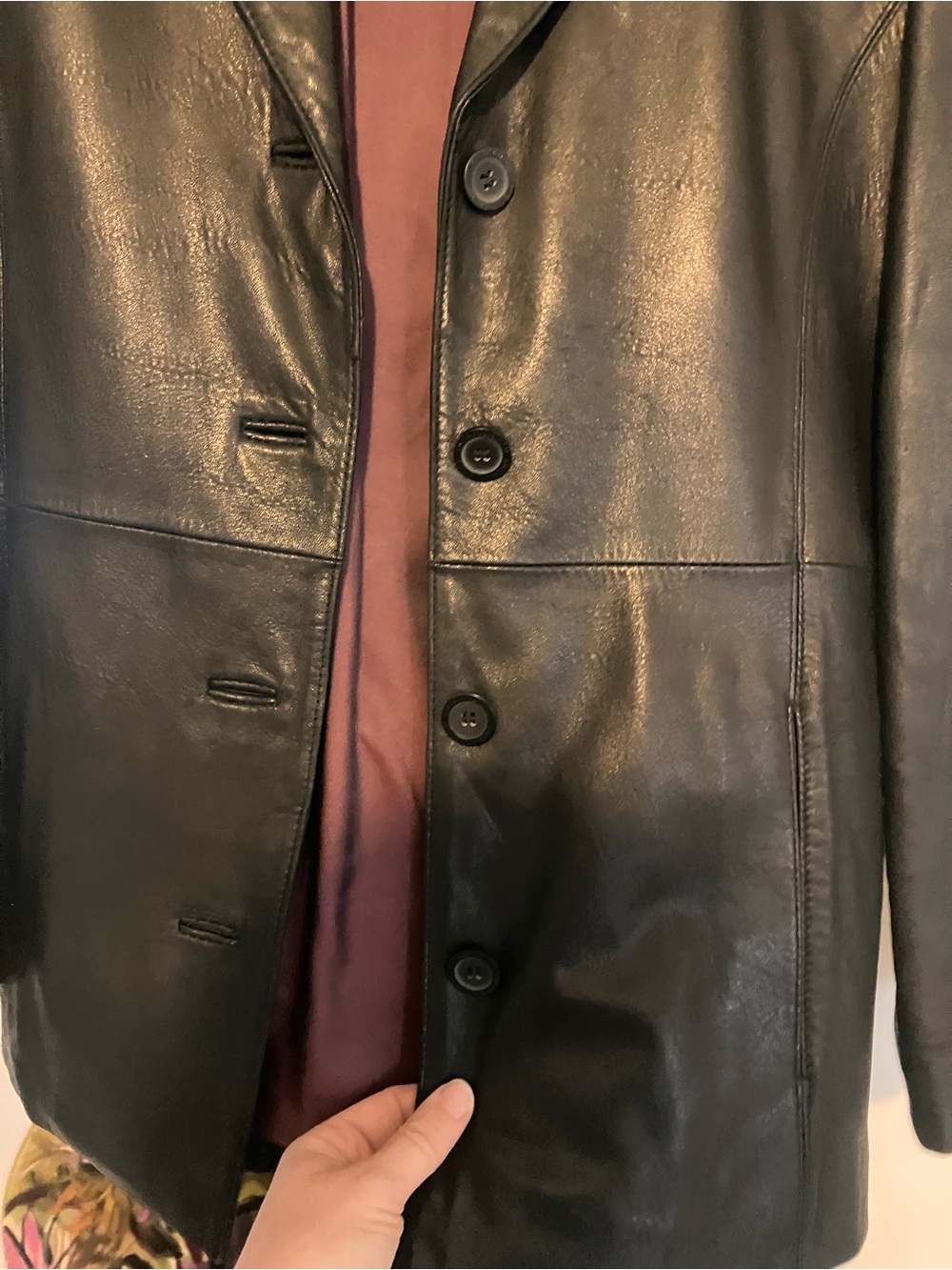ADLER Women’s Black Leather Button-Front Jacket - Picture 4 of 7